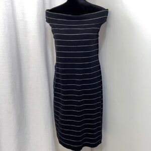 Lauren Ralph Lauren Black and Gold stripe Knit dress | Sz L